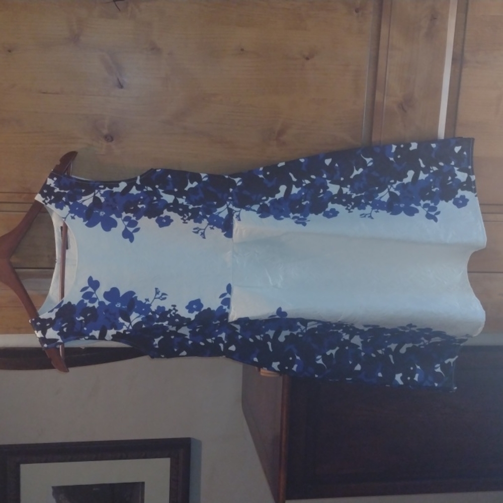 ACEVOG white and blue A-line dress